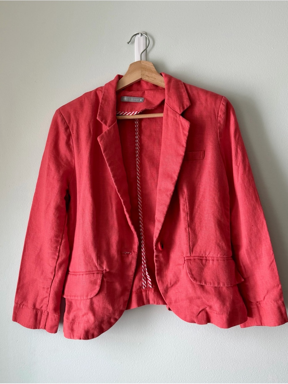 Olivia Moon Coral 100% Linen Blazer